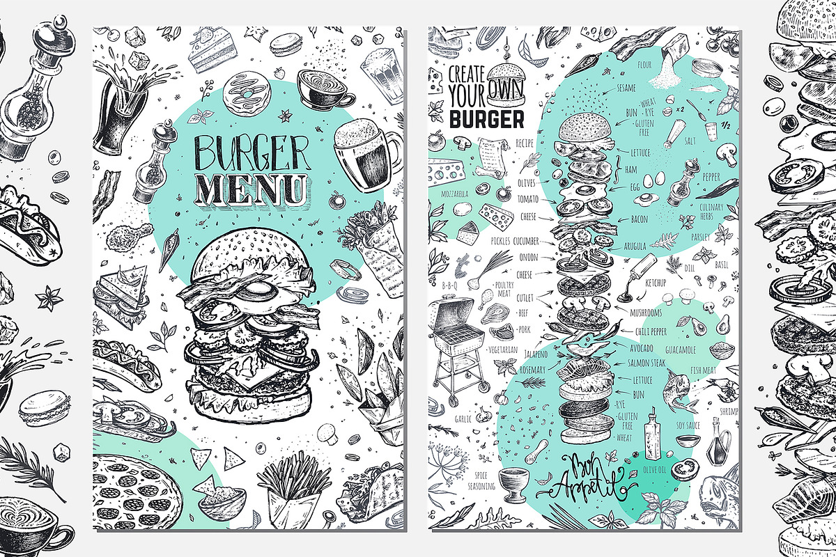 Burger menu. Hand-drawn, a Food Illustration by Margo Miller (Photo 2 of 14)