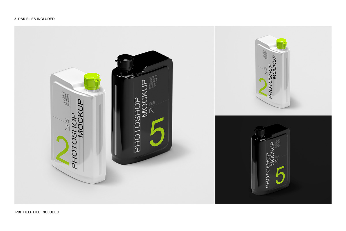 Engine Oil Bottle Mockup Set, a Cups & Container Mockup by Renderteam (Photo 2 of 8)