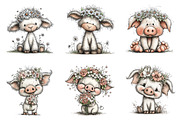 Whimsical spring farm animals clipar, an Illustration by SinaCreation (Thumbnail 5 of 11)