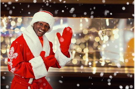African american santa claus man, a Person Photo by Jan Jack Russo Media