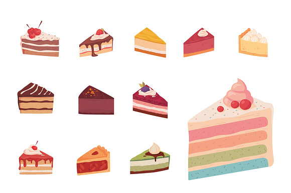 Cake Slice Illustration Set preview 2