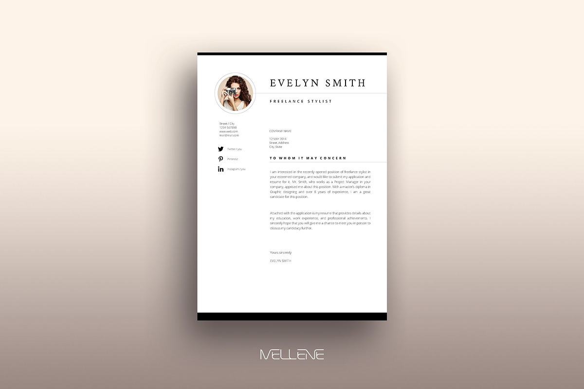 Resume / CV template - Evelyn, a Resume Template by Mellene Templates (Photo 2 of 3)