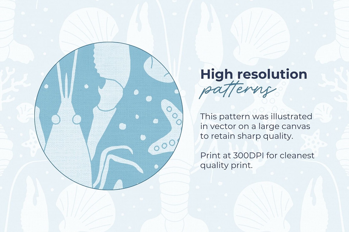Blue Crawfish Seamless Pattern, a Pattern Graphic by Fern & Quill (Photo 3 of 6)