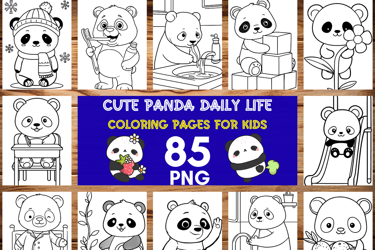 Cute Panda Daily Life Coloring Pages, a Brochure Template by LA Design (Photo 1 of 10)
