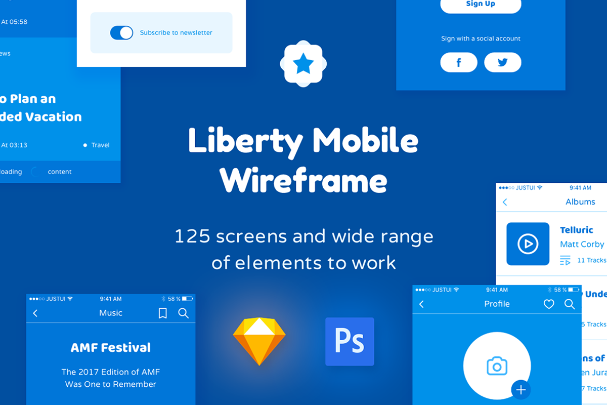 Liberty Mobile Wireframe Kit, a Wireframe Template by Just UI (Photo 1 of 4)