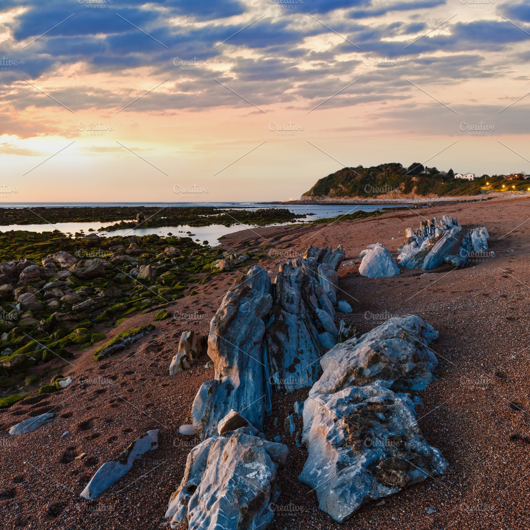 Sunset ocean view from beach, a Nature Photo by YuriyB