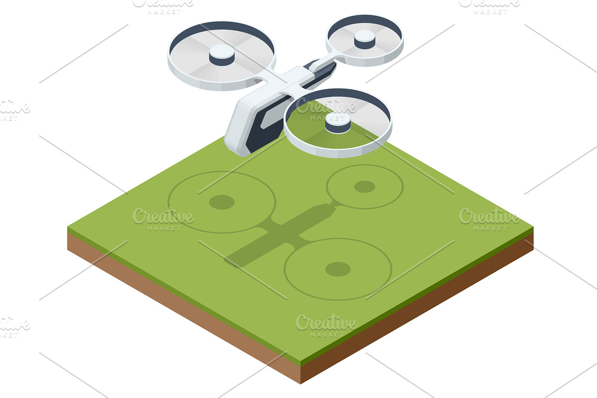 Isometric tri rotor drone hovering, a Transportation Illustration by Golden Sikorka
