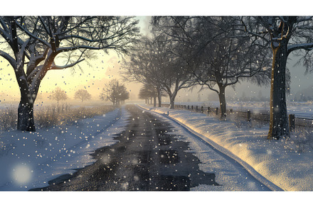 trees country road snowy ai, a Background Photo by pikepicture