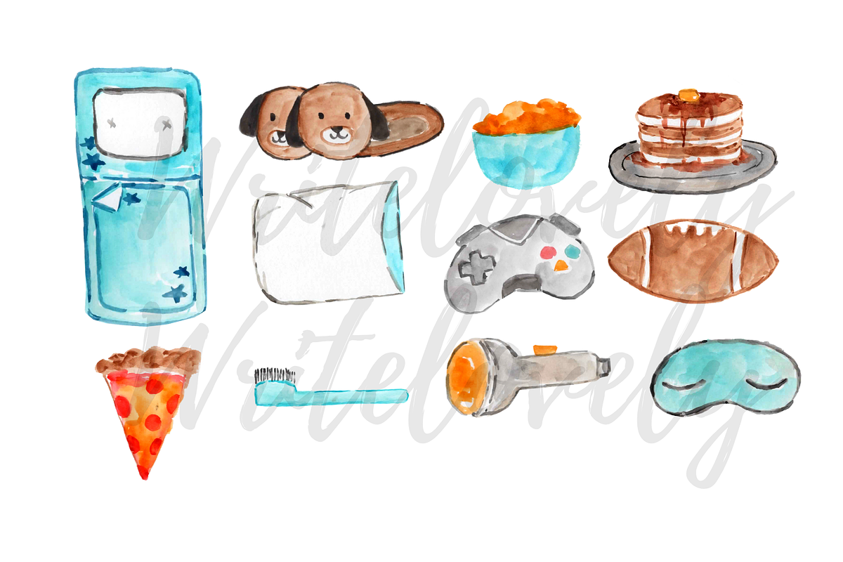 Watercolor sleepover clipart, an Illustration by Writelovely (Photo 2 of 2)