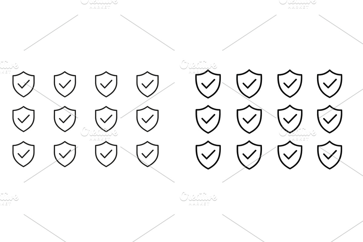 Collection of shield icons, a Technology Illustration by ZinetroN