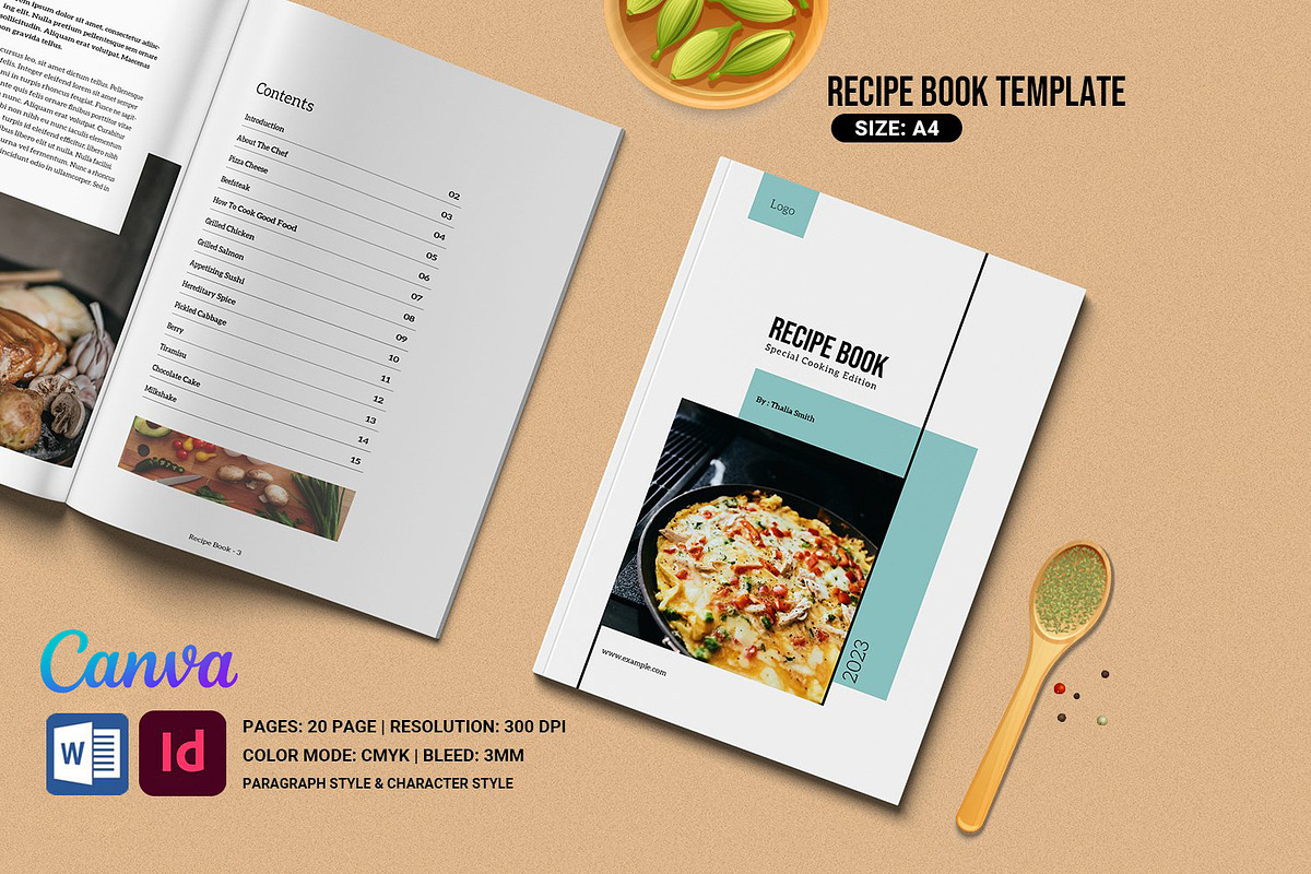 Cookbook / Recipe Book Template, a Brochure Template by retrographix (Photo 1 of 6)