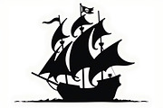 Pirate Ship Silhouette Bundle, an Illustration by jahid234 (Thumbnail 4 of 9)