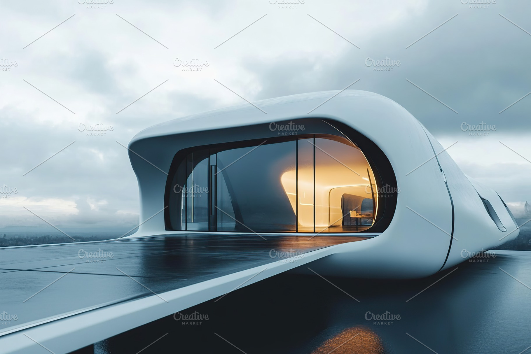 Beautiful futuristic facade of house building, an Architecture Photo by AlyaAnd