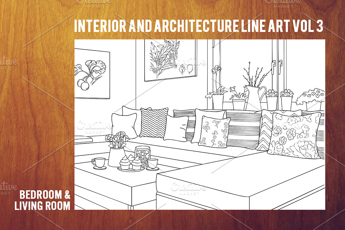 Bedroom & Living Room Line Art Vol 3, an Illustration by Graphic Cook (Photo 1 of 5)