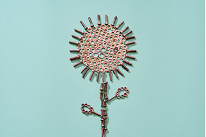 Creative metal flower made of bolts