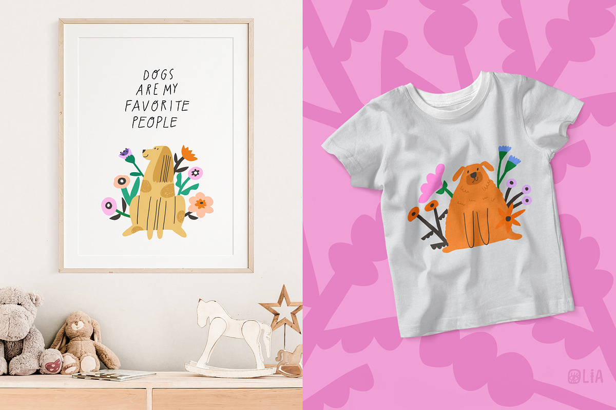 Dogs with flowers | 100% Hand drawn, an Animal Illustration by Olia (Photo 8 of 10)