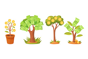 Cartoon money trees. Money tree with, a Finance Illustration by Stock-Smart-Start