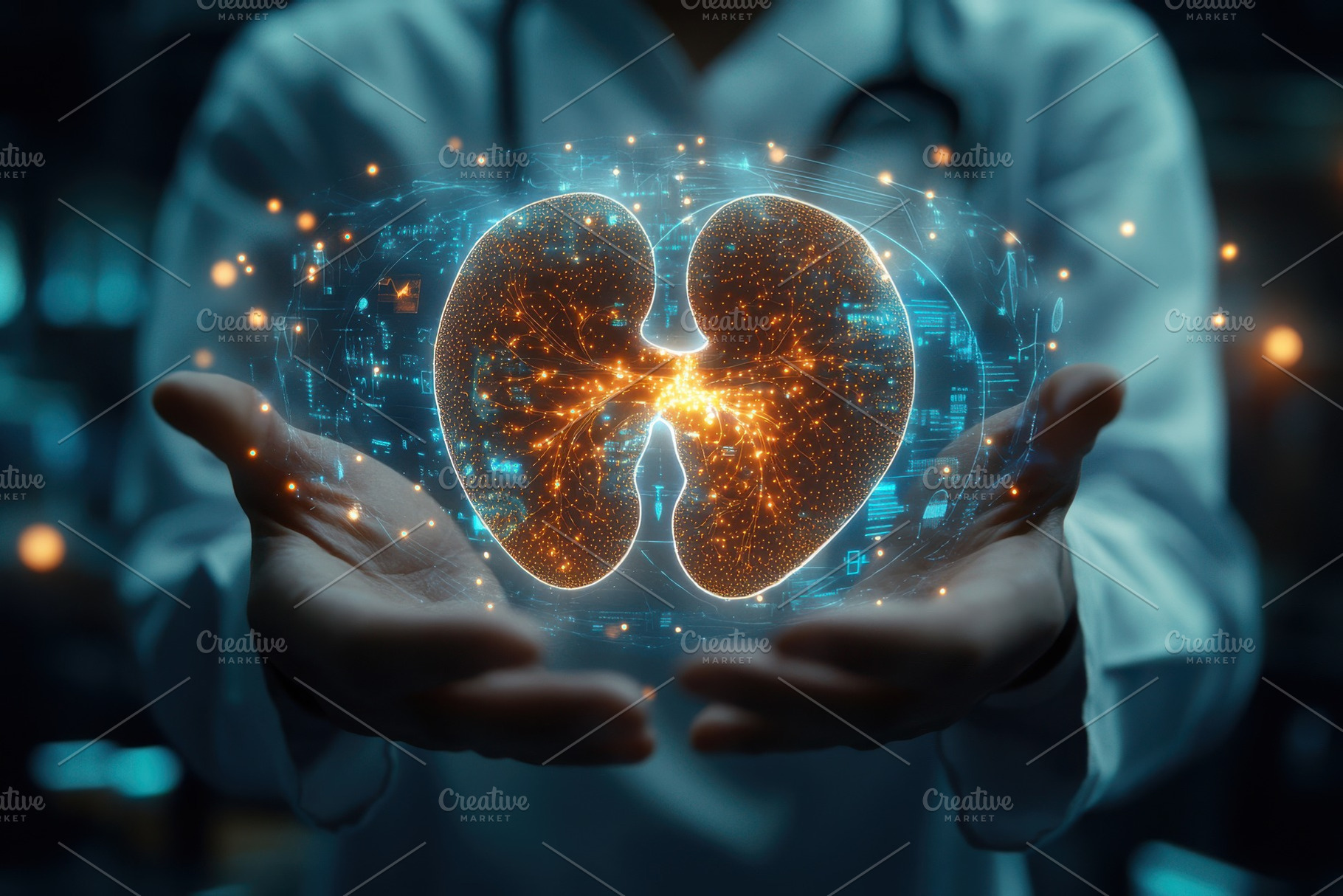 Doctor holding digital lungs medical, a Health & Medical Photo by Pixeness Studio