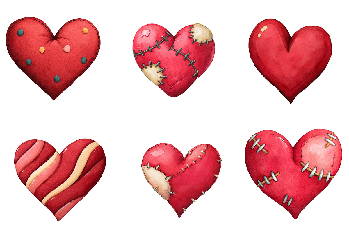 watercolor hearts clipart, an Illustration by CreationArt (Photo 2 of 5)