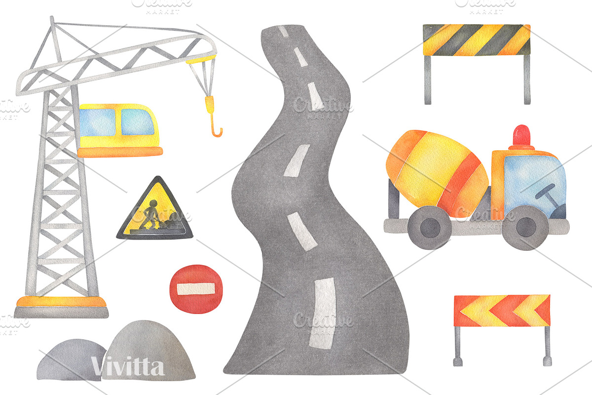Construction vehicles, cars, boys, an Illustration by Vivitta (Photo 4 of 5)