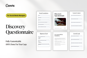 SMM Discovery Questionnaire Template, a Marketing Template by Anessta & Co