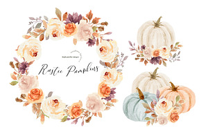 Mint Orange & White Pumpkin Clipart