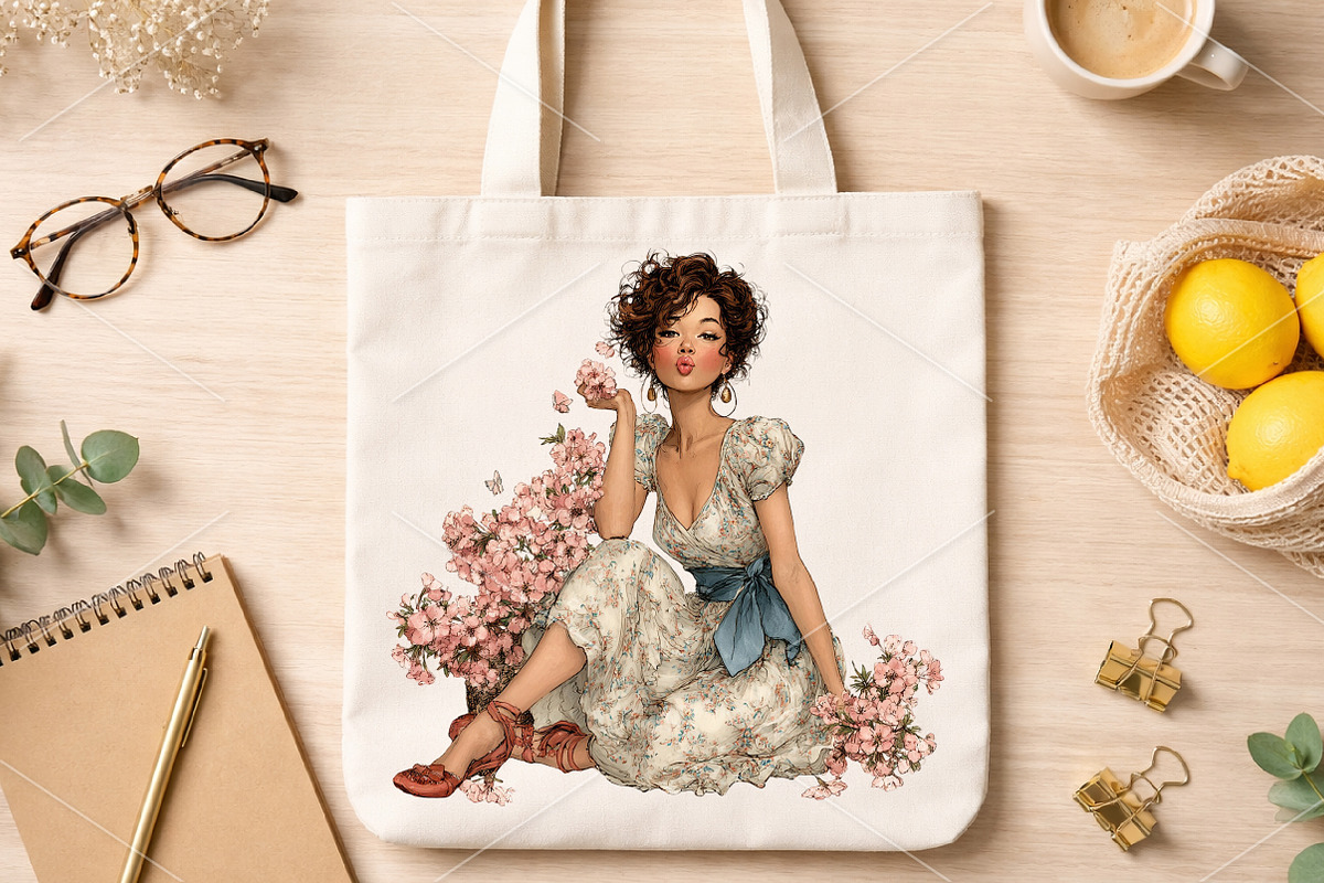 Whimsical Spring Girl Flowing Clipar, an Illustration by Canvas Craft (Photo 4 of 7)