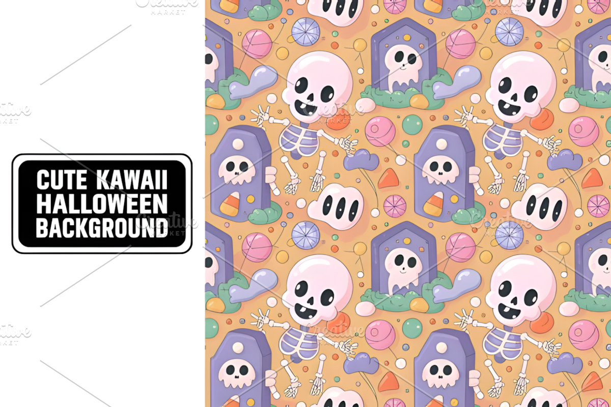 Cute Kawaii Halloween Background, a Background Graphic by Coco Bloom (Photo 2 of 8)