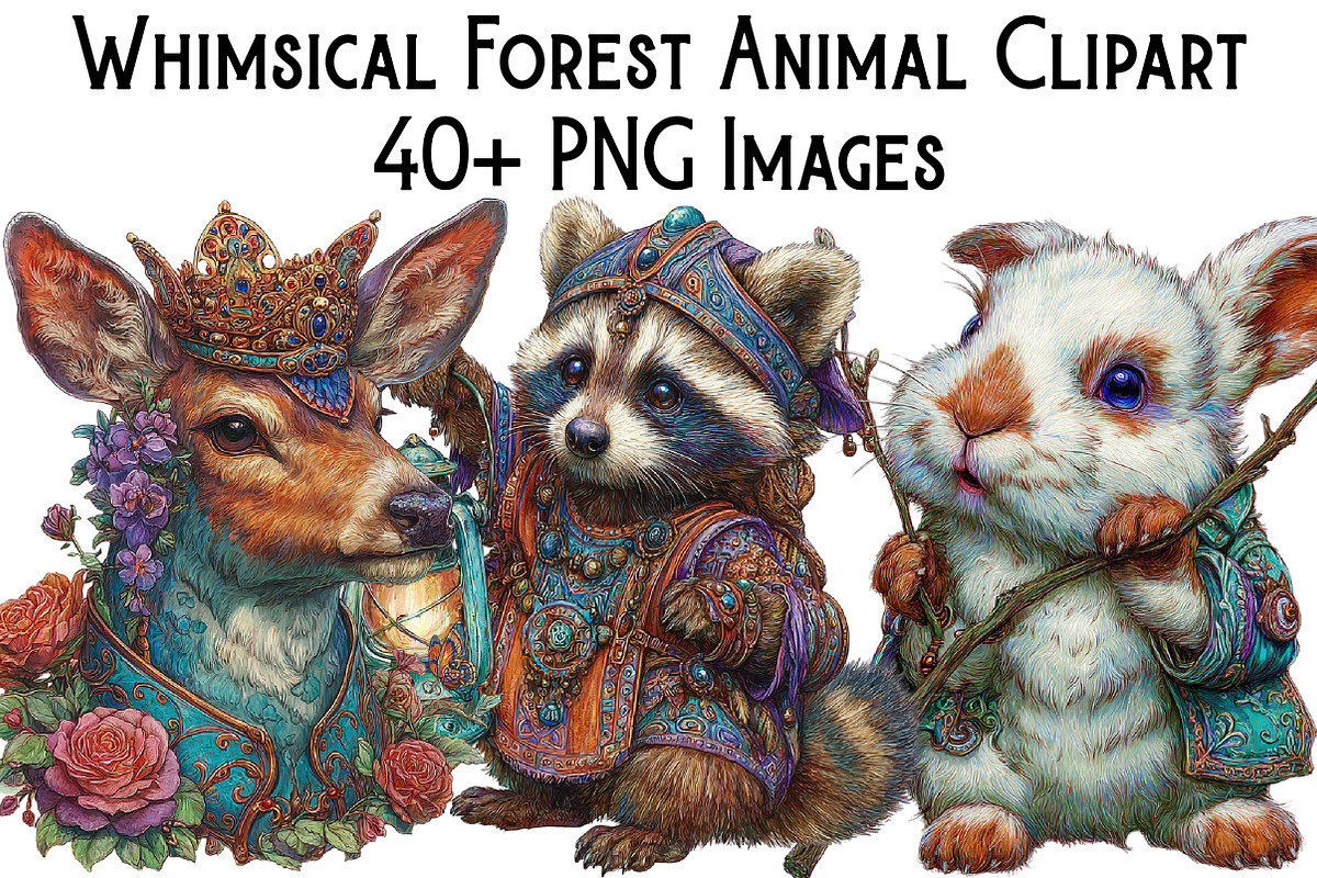 Whimsical Forest Animal Clipart, an Illustration by Pixels.Craft (Photo 1 of 6)