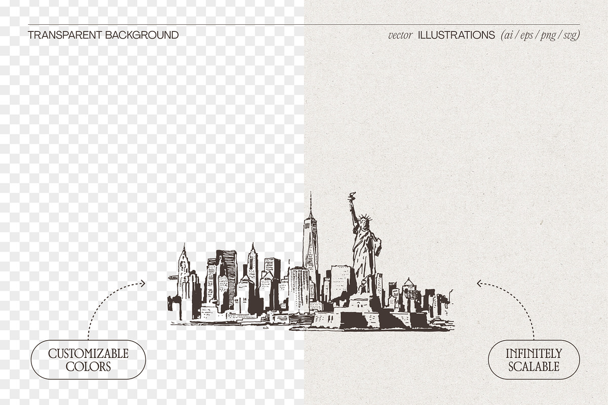 New York City Skyline Sketches, a Work Illustration by TheMountBirdStudio (Photo 2 of 8)