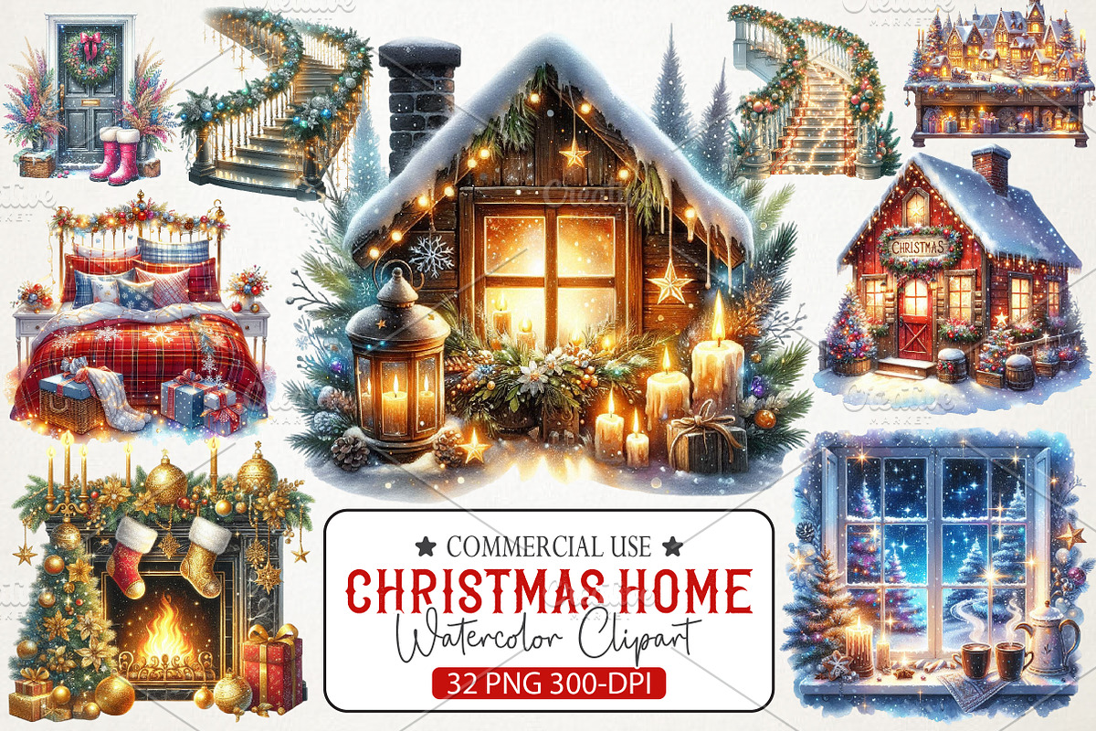 Christmas Home Clipart, an Illustration by RobertsArt (Photo 1 of 7)