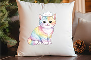 Adorable Rainbow Cute Cat Clipart, an Illustration by Watercolor design (Thumbnail 3 of 6)
