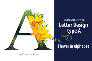 Letter A vector with flower.