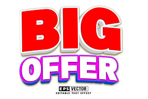 Big Offer Vector 3d Editable Text