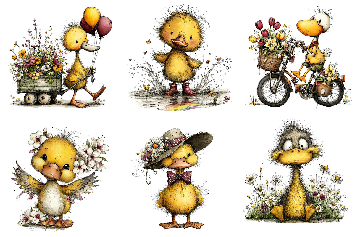 Whimsical Spring Duck Clipart, an Illustration by Dream Creation (Photo 4 of 6)