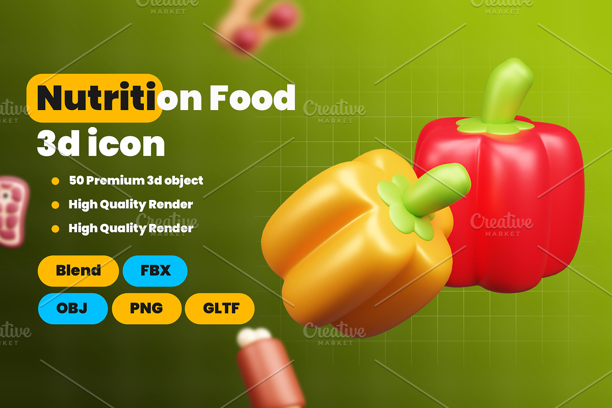 Nutrition Food 3d Icon Pack, an Object 3D Model by Ui Stock (Photo 2 of 6)