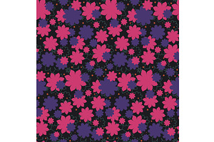 Vibrant pink and purple floral, a Texture Illustration by okskukuruza