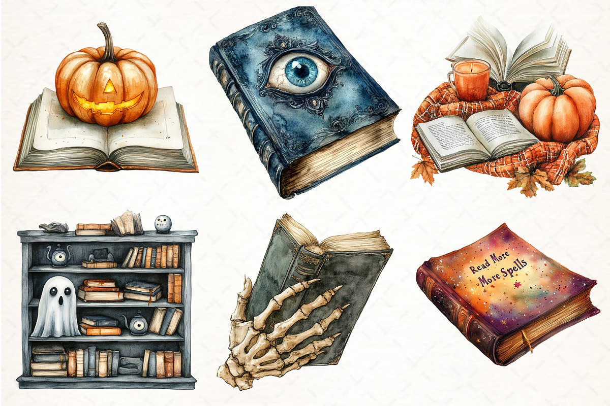 Halloween Reading Clipart, an Illustration by Pixels.Craft (Photo 3 of 7)