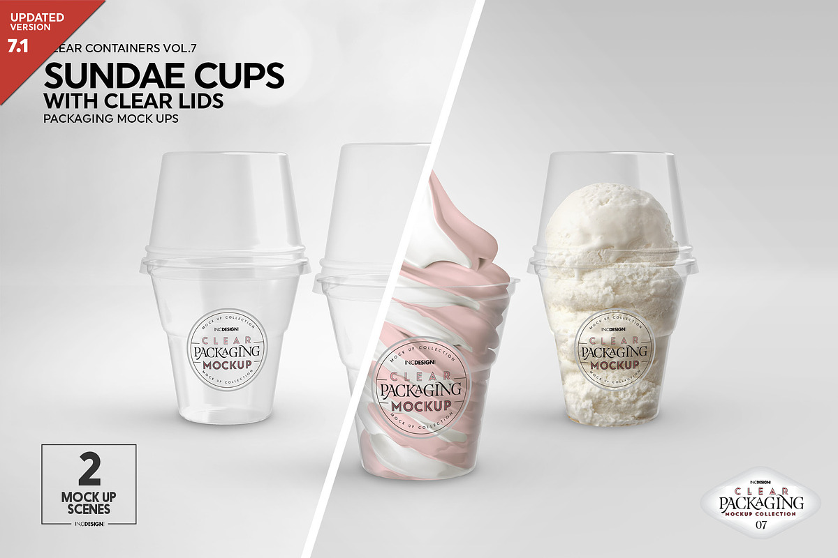 Clear Sundae Cups with Lids Mockup, a Cups & Container Mockup by INCDesign (Photo 1 of 14)