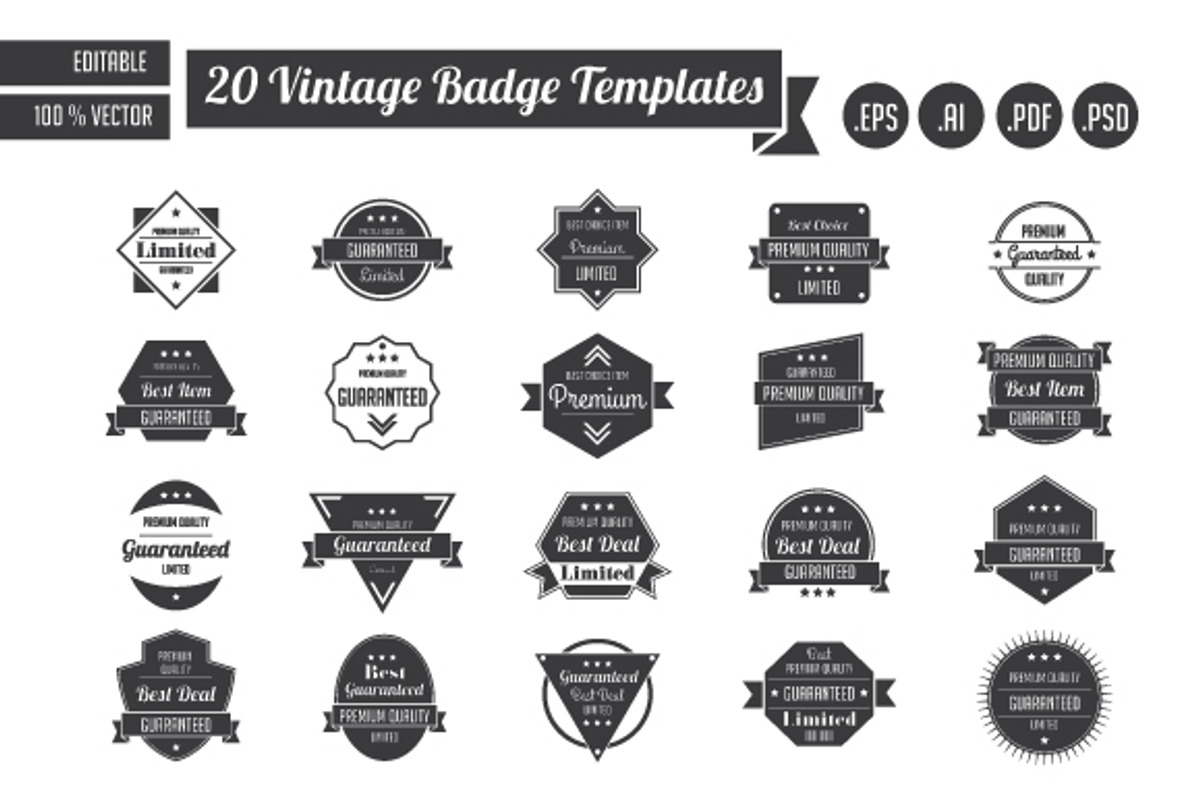 20 Vintage Badge Templates, a Branding & Logo Template by KAZ by IanMikraz Studio (Photo 5 of 5)