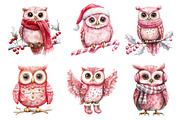 Christmas Owl Watercolor Clipart, an Illustration by Dream Creation (Thumbnail 6 of 8)