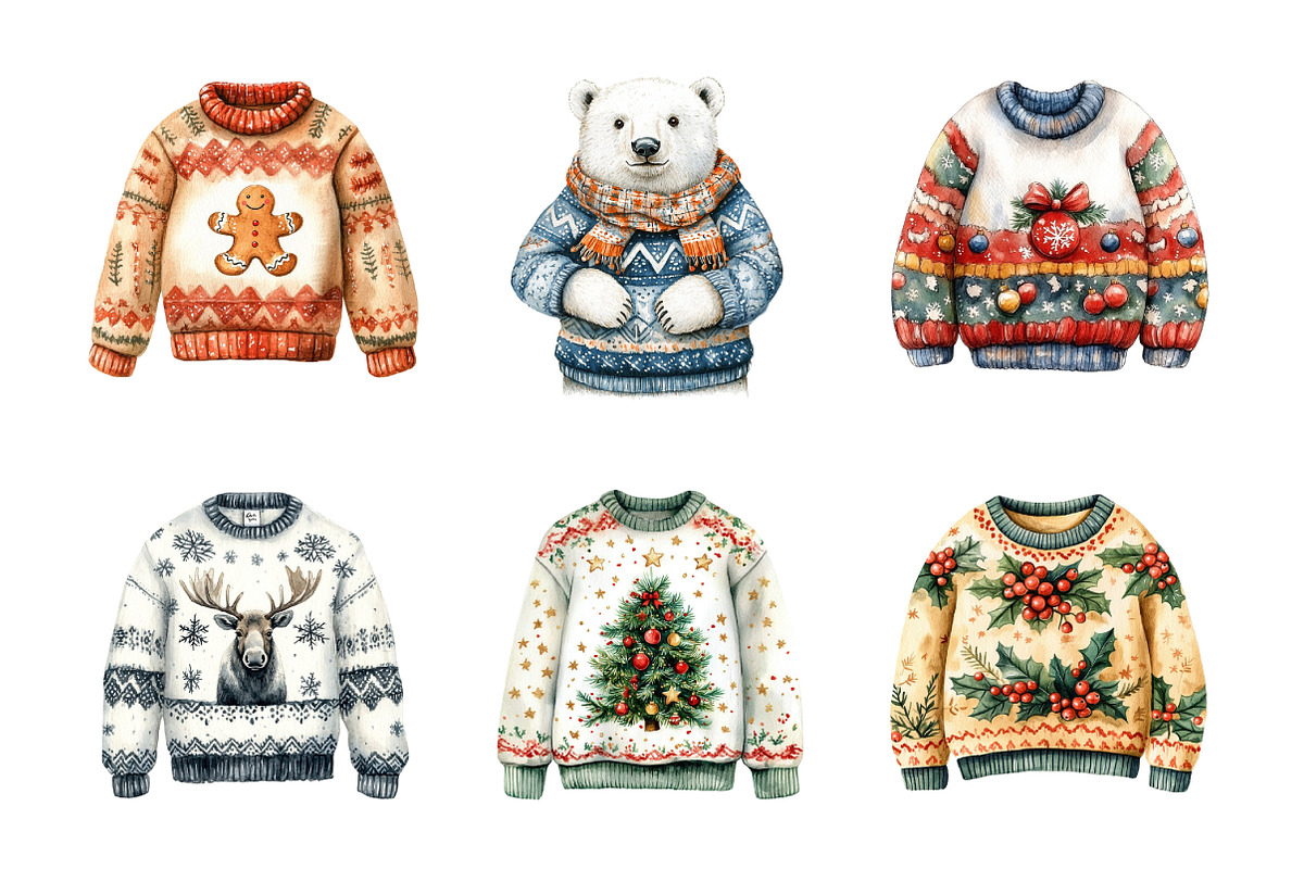 Ugly Christmas Sweater Clipart PNG, an Illustration by SinaCreation (Photo 3 of 7)