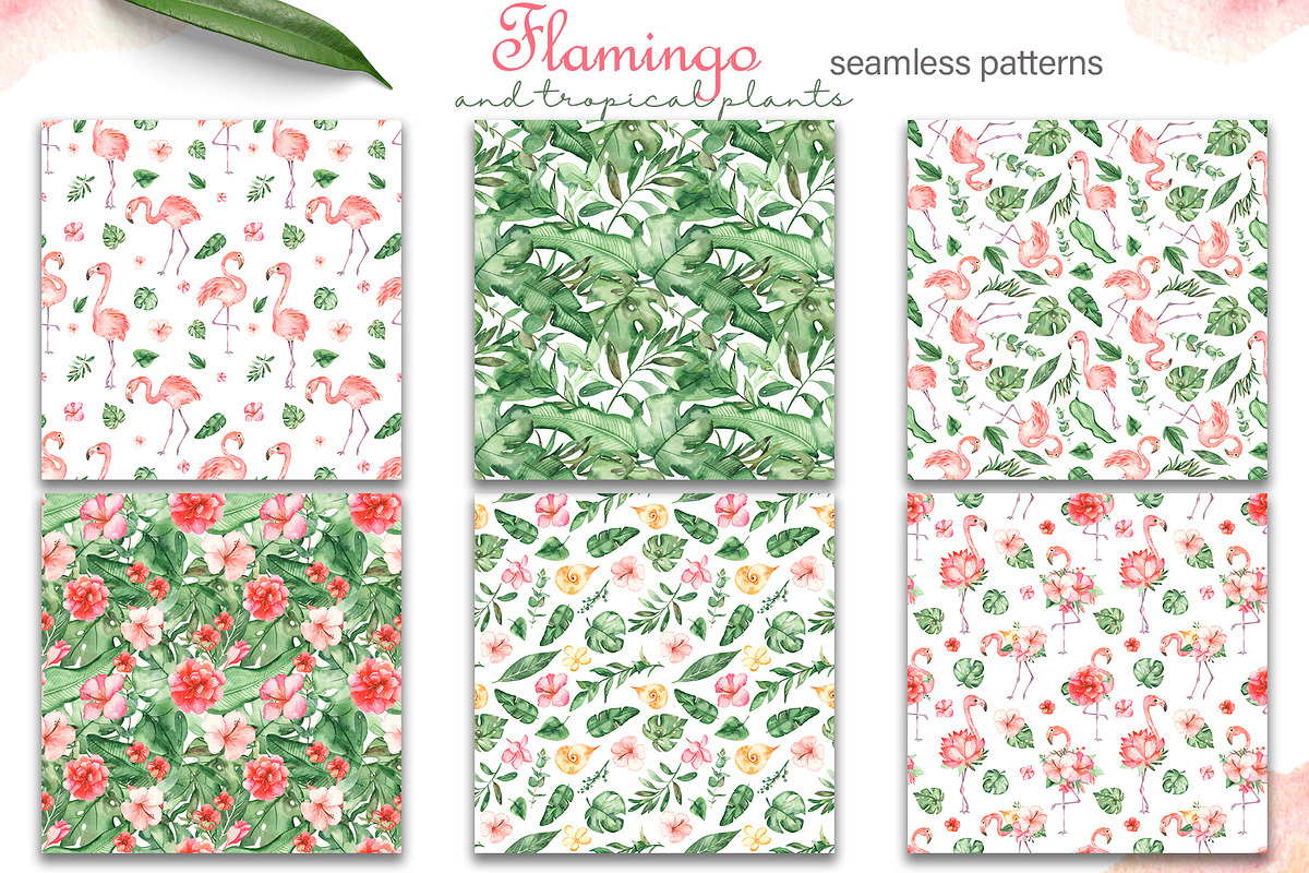 Flamingos and tropics Watercolor, an Illustration by Marina Ermakova (Photo 11 of 13)