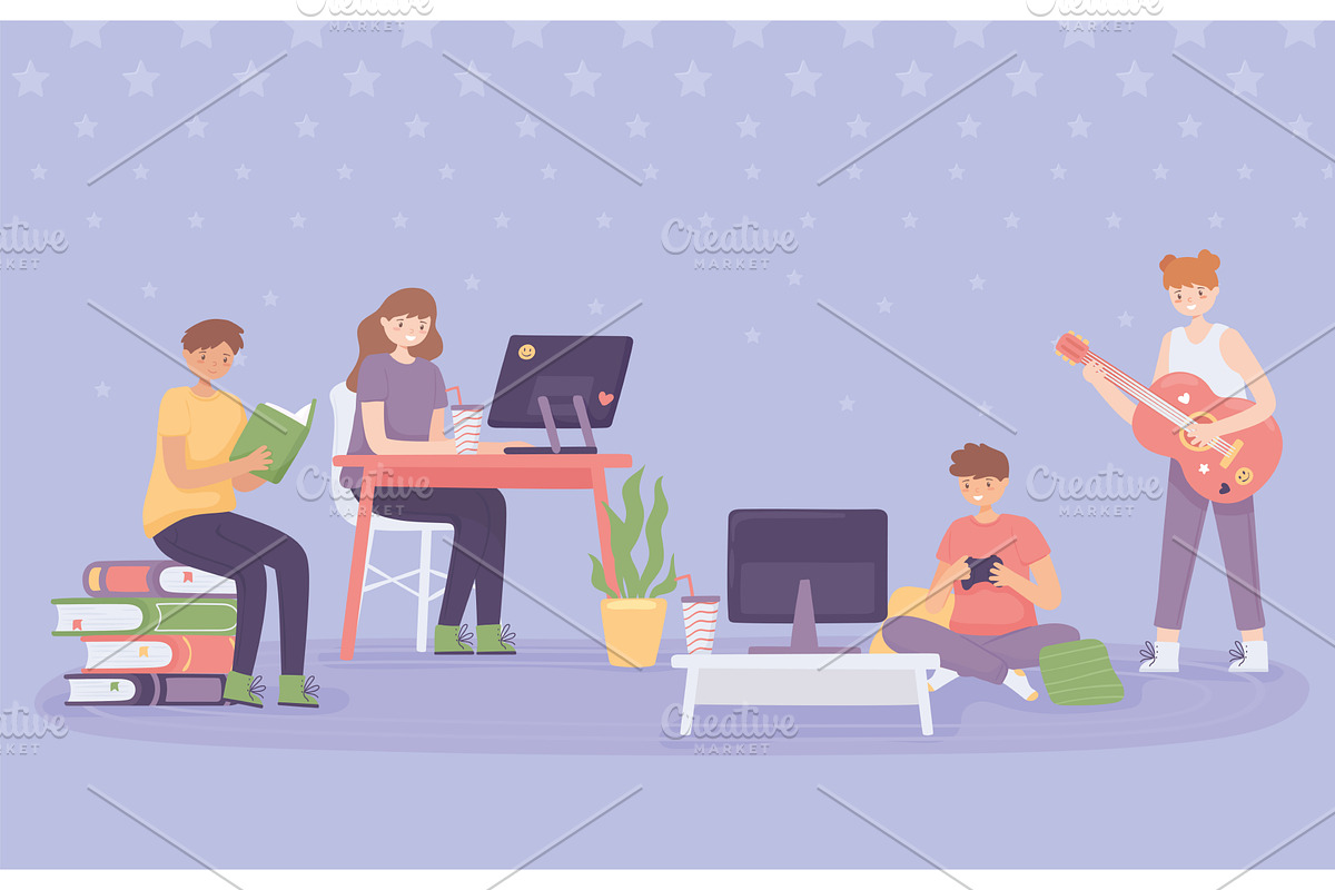 people making different activities, a Person Illustration by studiogstock