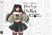 Procreate Plus Size Clothes Curved, a Brush Add-On by ArtPrintBabe (Thumbnail 1 of 4)