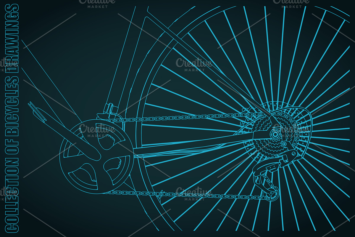 Bicycle Blueprints Set, a Transportation Illustration by Blacklight (Photo 4 of 4)