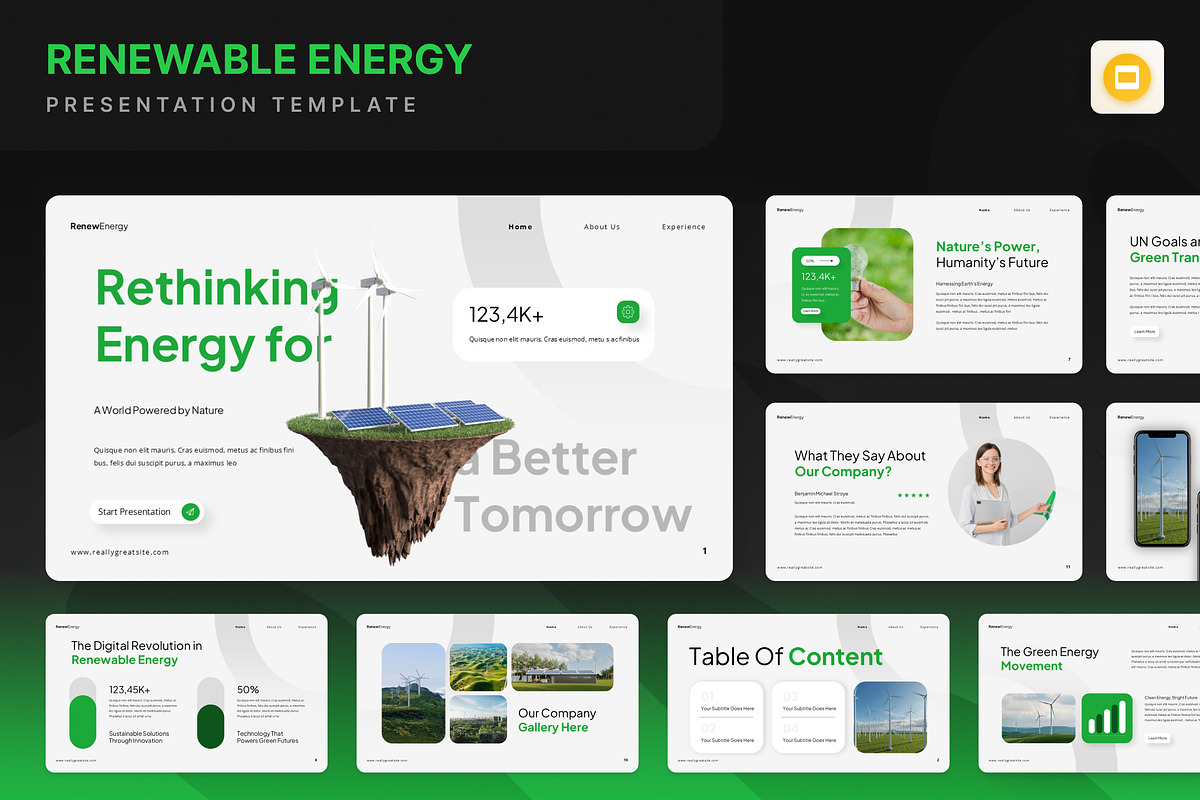 Renewable Energy Google Slides, a Presentation Template by Annora Studio (Photo 1 of 7)