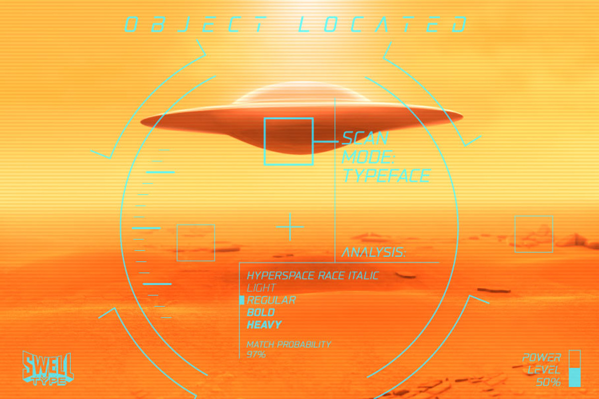 Hyperspace Race Italic sci-fi font preview 3