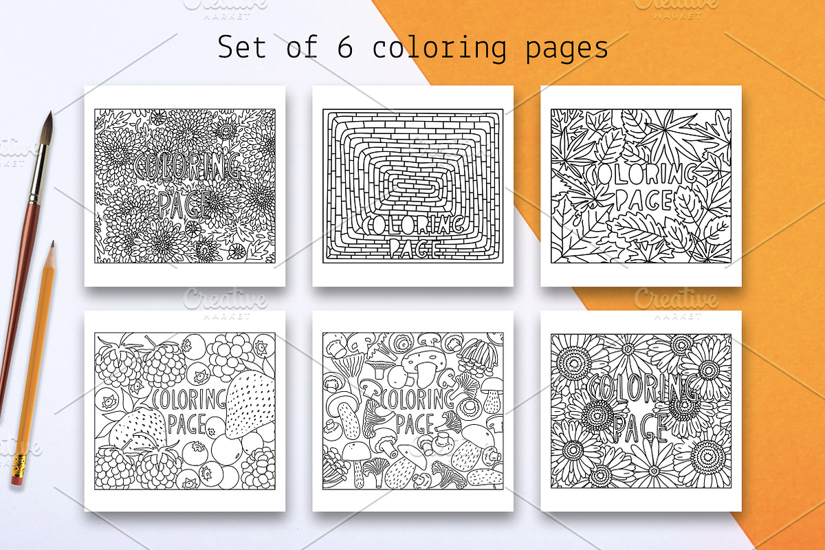 Set of 6 coloring pages, a Decorative Illustration by Lyolya Profitrolya (Photo 1 of 4)