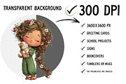 Whimsical Girl with Cat Clipart, a Seasonal Illustration by Craft Nest (Thumbnail 2 of 6)
